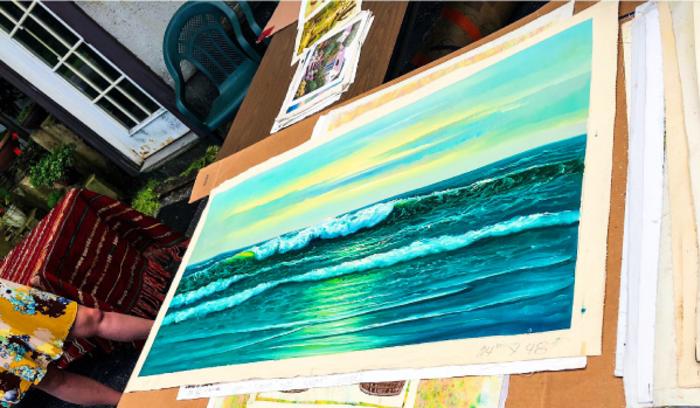 Art Barn blue waves piece