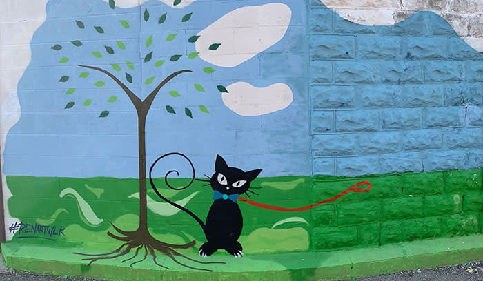 Rensselaer Public Art Walk - cat on a leash