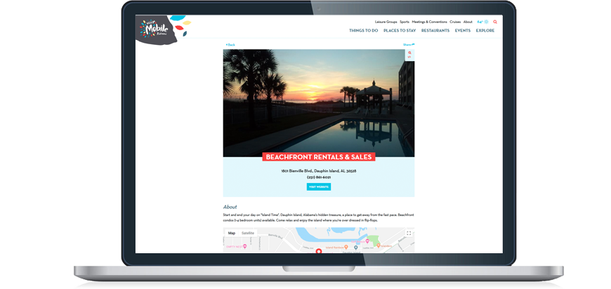 Beachfront Rentals business listing on Mobile.org