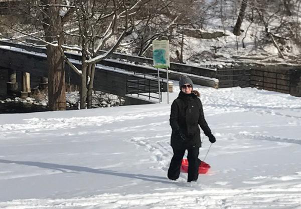Sledding in Ypsilanti-Riverside Park