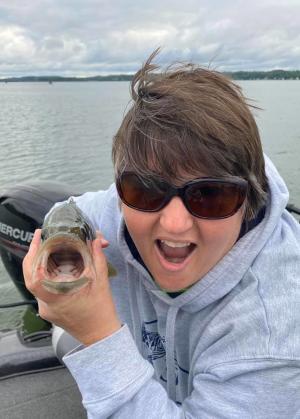 Guest Blogger Michelle Barber having some bass fishing fun