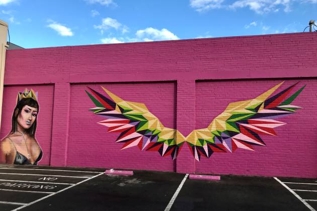 Pink wall mural