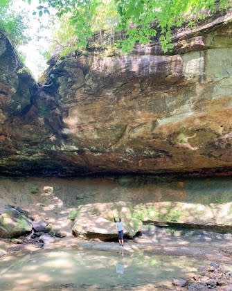 Hikers enjoy the trails near Shanty Hollow Lake, where natural beauty abounds.