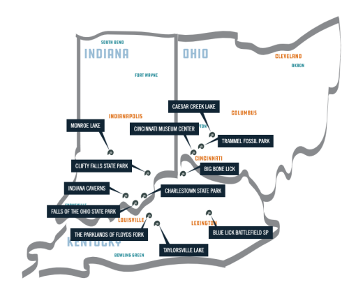 Map of the Ohio Valley Fossil Trail