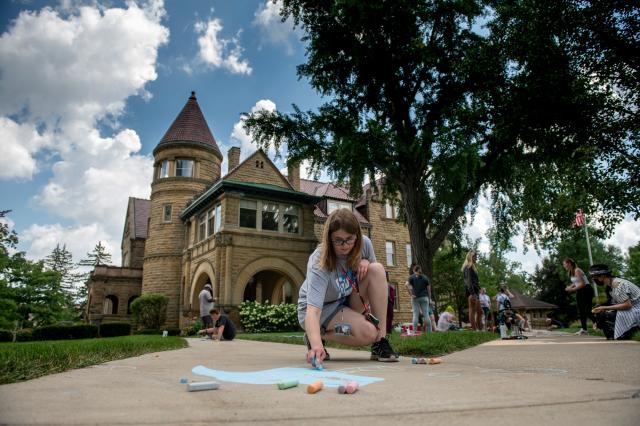 Student making art at the University of Saint Francis