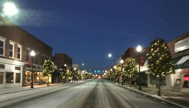 Town of Benson in snow