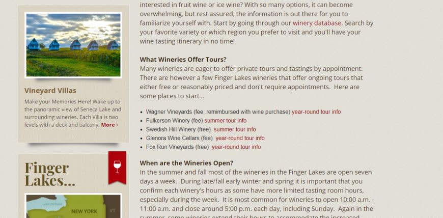 A Vineyard Villas Run of Site Banner.