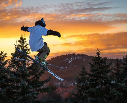 Blue Mountain Skier at Sunset
