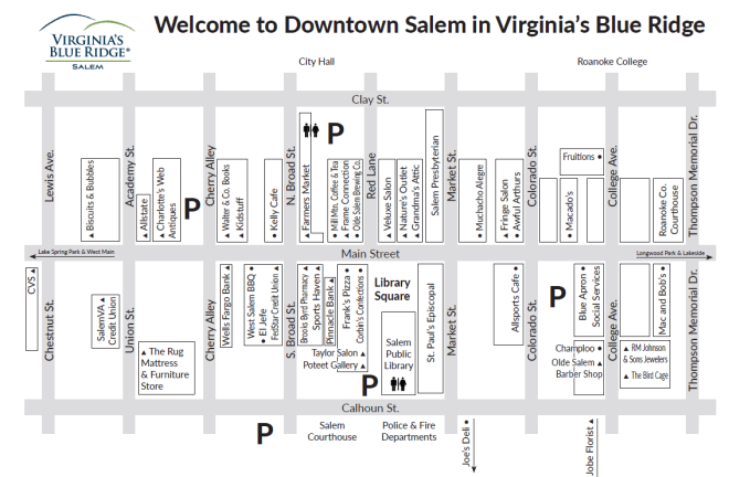 Downtown Salem, Virginia Map