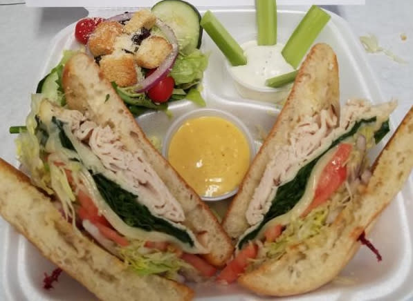 Turkey sandwich and a side salad from South Market Sandwich Co