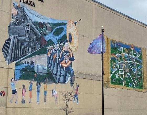 Attractions in Elkhart and Banner of Elkhart Duo Murals