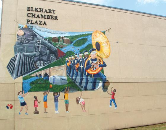 Attractions in Elkhart and Banner of Elkhart Duo Murals