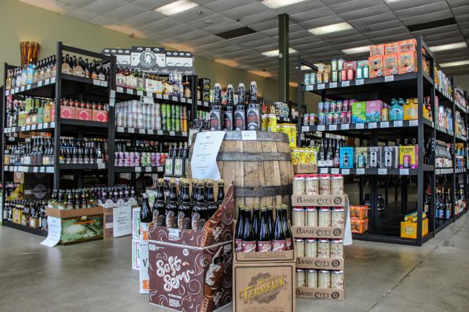 Beverages on display at Barrel Chest Beer & Wine Store in Roanoke, Virginia
