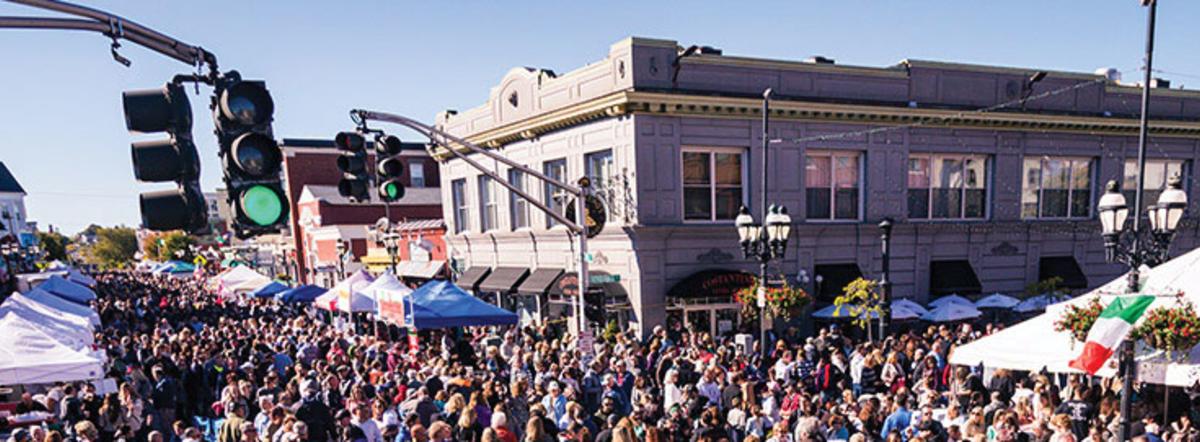 Crowds of people at the Columbus Day Festival in Federal Hill