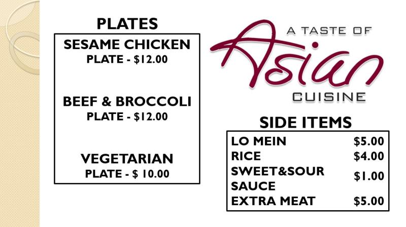AUSA Asian Menu