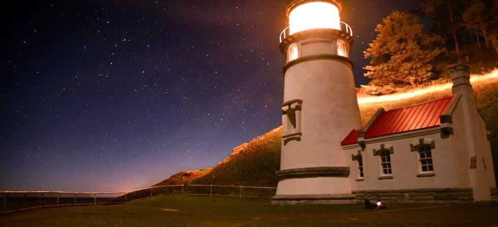 Heceta Head Lighthouse at Night by Melanie Griffin