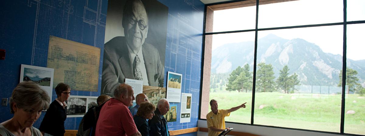 People listening to the guide during the NCAR Tour Boulder