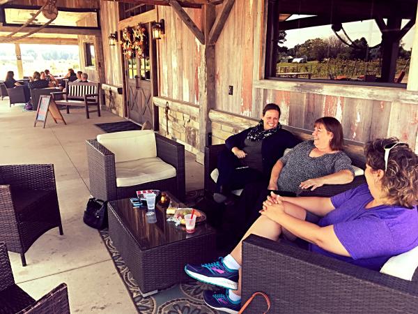 From left, Amy, Vicki and Jen like to meet at Byler Lane Winery in Auburn to relax and chat. Amy lives in Fort Wayne, Jen at Wolf Lake and Vicki lives right down the road from the winery.