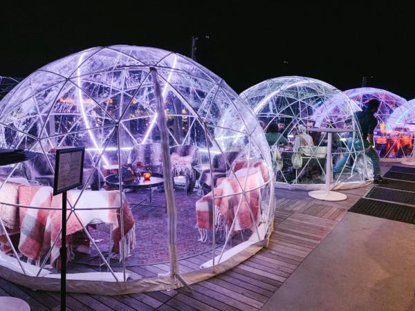 Dining in an Igloo at VASO Rooftop Lounge