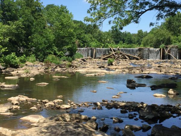 Dam along a rocky river