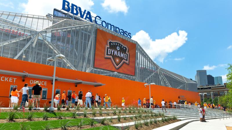 People entering the BBVA Compass Stadium on Houston Dynamos Opening Day