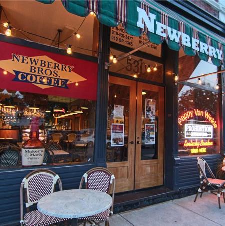 Outside shot of Newberry Bros. Coffee and Old Prohibition Bourbon Bar