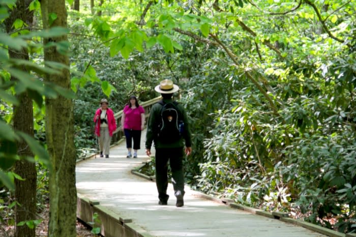 Hiking at Dingmans Falls in the Pocono Mountains