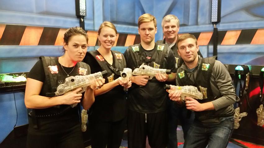 Knoblauchs play laser tag at Roseland Bowl Family Fun Center