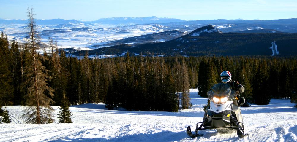 snowmobiling is a popular activity in the winter in Steamboat Springs, Colorado