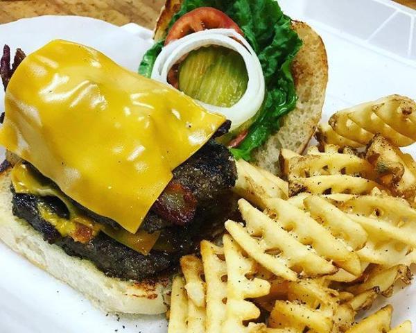 Photo of burger and fries at Grease Monkey