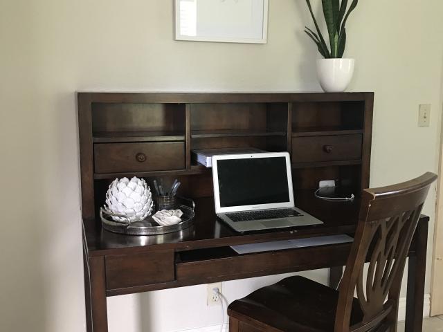 Each bedroom has a small work space