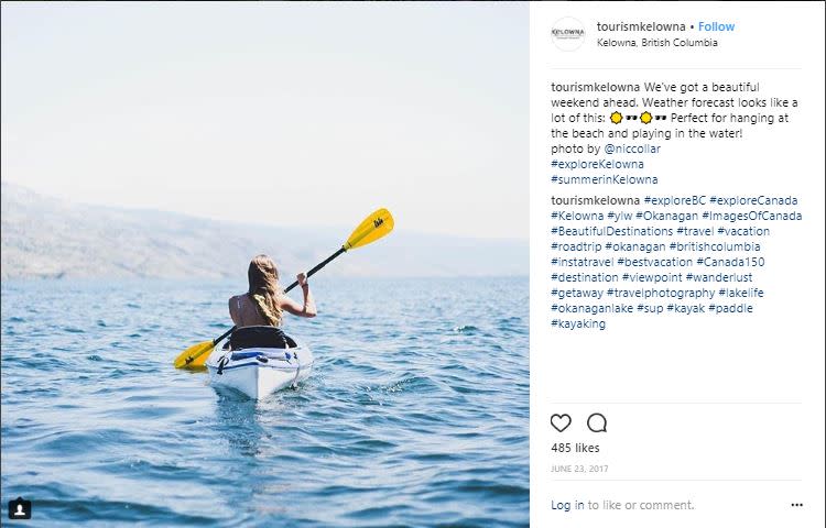Photo of Tourism Kelowna instagram
