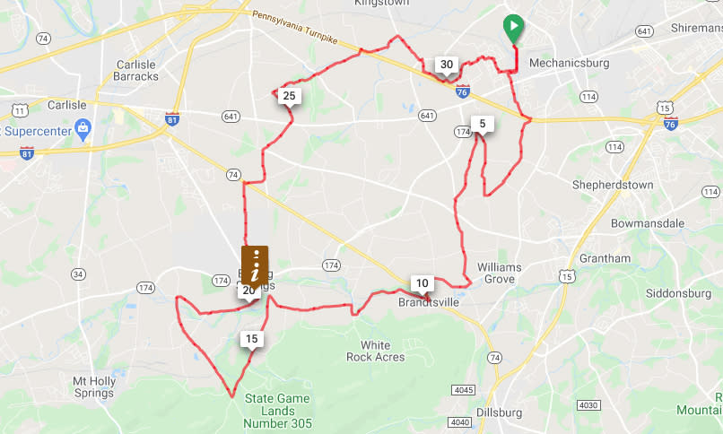 Mechanicsburg to Boiling Springs Loop - 32 miles