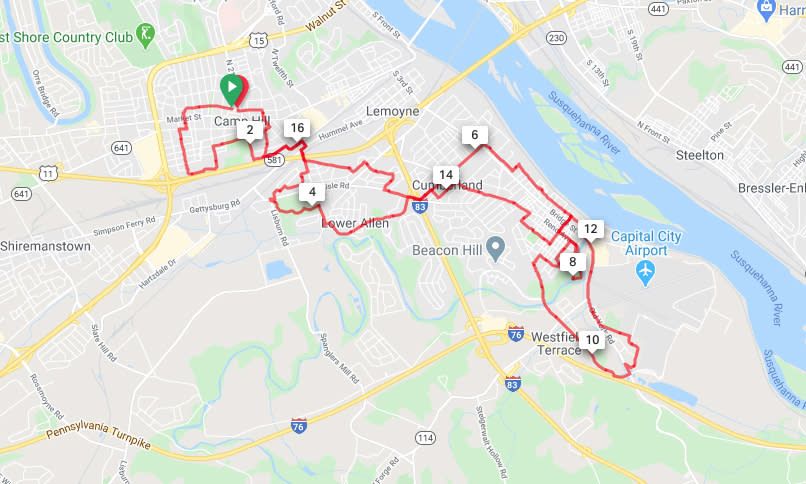 Camp Hill to New Cumberland Loop