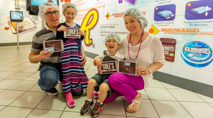 Build your own chocolate bar family at Hershey's Chocolate World Attraction