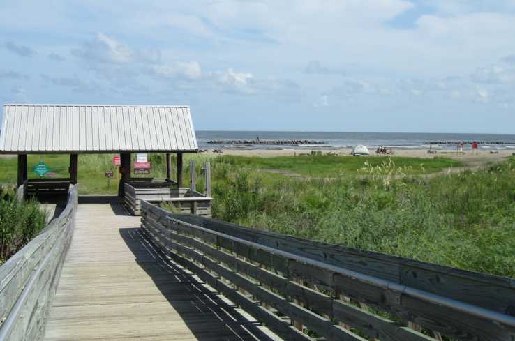 Pier and beach camping
