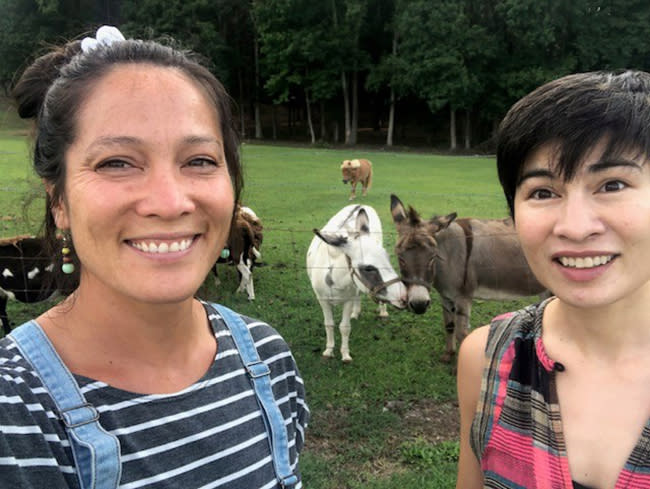 Maylin and Chela with the animals