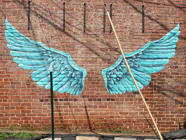 angel wings mural