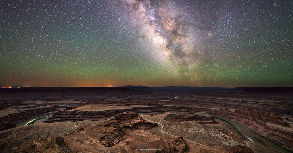 Nightime shot with the Milky Way over Dead Horse Point in Utah