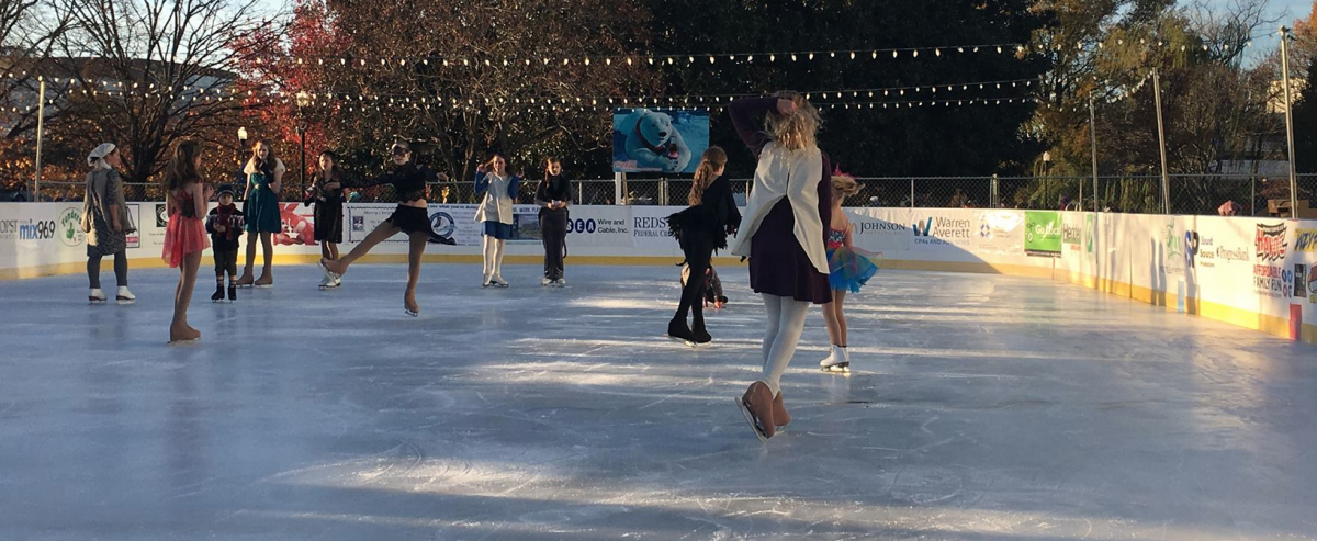 Children and adults enjoy Ice Skating at the Huntsville Museum of Art