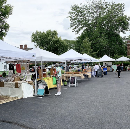 Tents Set Up At Oakwood Farmers Market In Dayton, OH