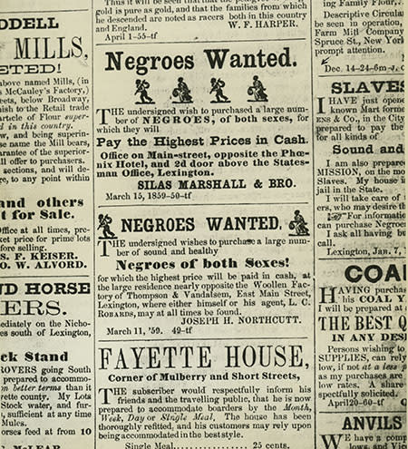 Slave Ads Lexington Newspaper