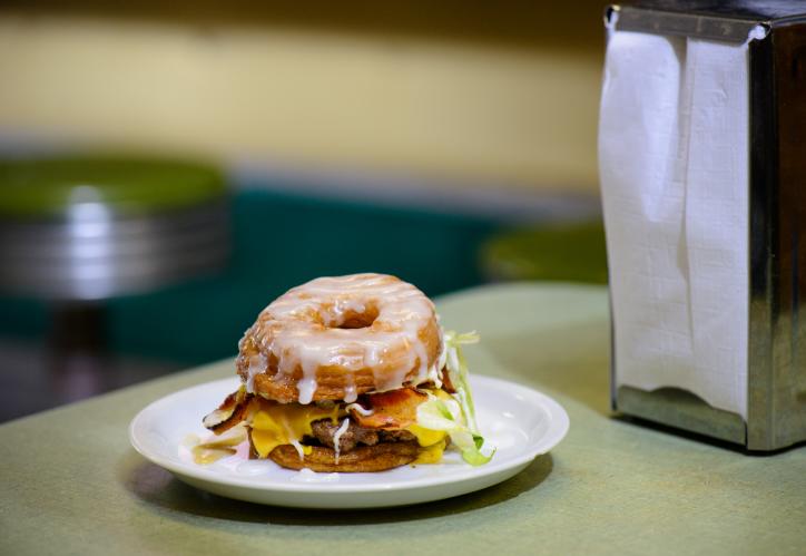 Donut Hamburger from Cotten's Downtown in Lake Charles, La.