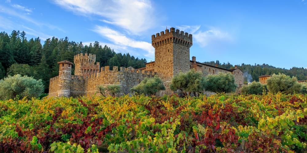 Castello di Amorosa winery in Napa Valley in autumn