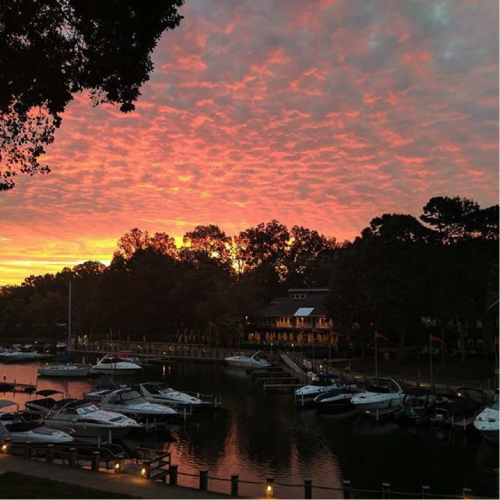 Sunset over North Harbor Club in Lake Norman