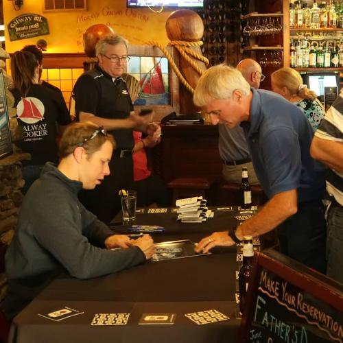 Brad Keselowski greeting fans at Little Big Burger