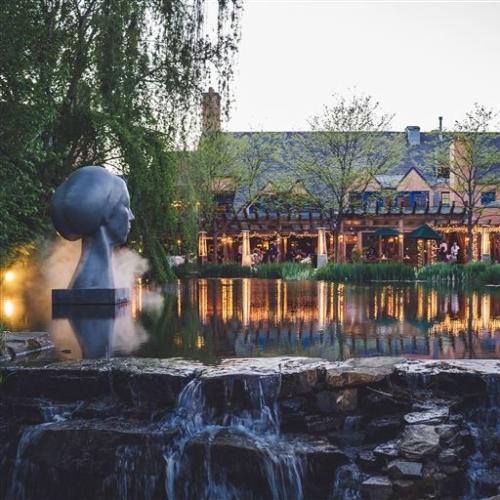 A view across the pond towards Rat's Restaurant