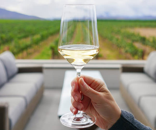 White wine glass at BOTTAIA Winery