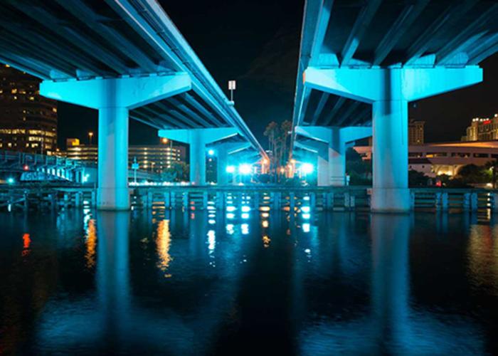 Lighted Bridge of the Selmon Expressway Downtown Tampa