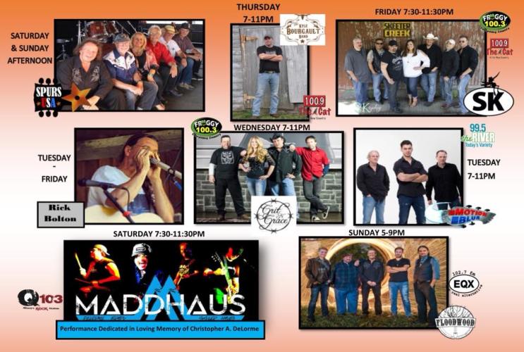 Saratoga Co. Fair poster with schedule and photos of performers
